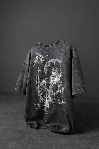 " Eclipse Ritual " Acid-Washed Oversized Tee