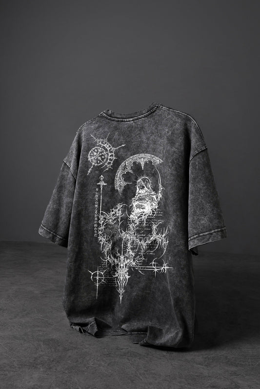 " Eclipse Ritual " Acid-Washed Oversized Tee